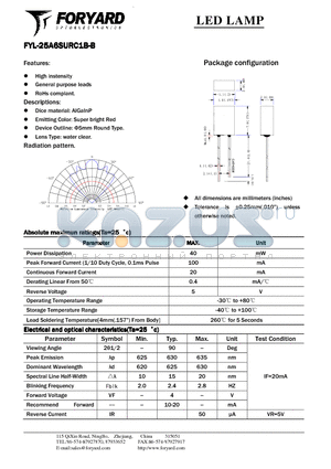 FYL-25A6SURC1B-B datasheet - LED LAMP