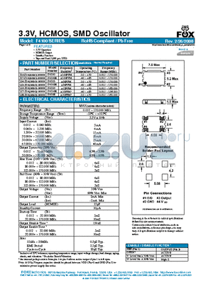 F4100 datasheet - 3.3V, HCMOS, SMD Oscillator