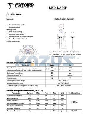 FYL-3014AW1A datasheet - LED LAMP