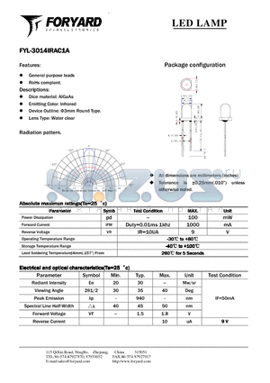 FYL-3014IRAC1A datasheet - LED LAMP