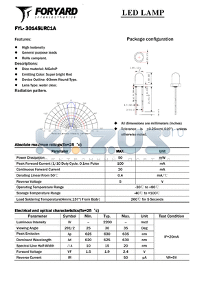 FYL-3014SURC1A datasheet - LED LAMP