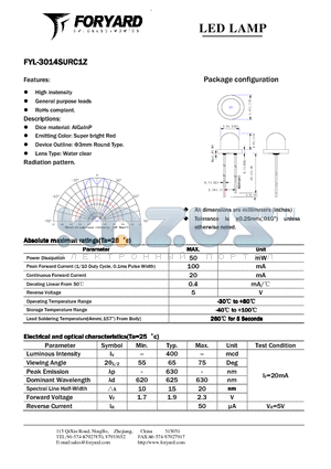 FYL-3014SURC1Z datasheet - LED LAMP