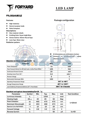 FYL-3014UBC1Z datasheet - LED LAMP
