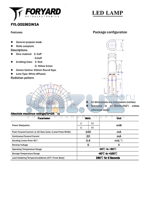 FYL-3019EGW1A datasheet - LED LAMP