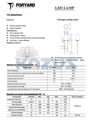 FYL-3014YD1A datasheet - LED LAMP