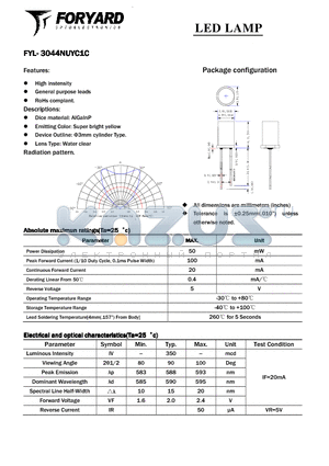 FYL-3044NUYC1C datasheet - LED LAMP