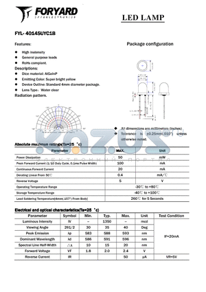 FYL-4014SUYC1B datasheet - LED LAMP