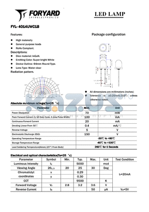 FYL-4014UWC1B datasheet - LED LAMP