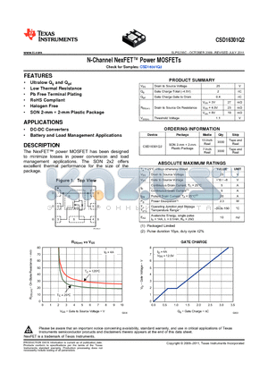 CSD16301Q2 datasheet - N-Channel NexFET Power MOSFETs