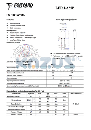 FYL-4354SUYC1A datasheet - LED LAMP