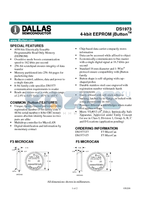 DS1973 datasheet - 4-kbit EEPROM iButton