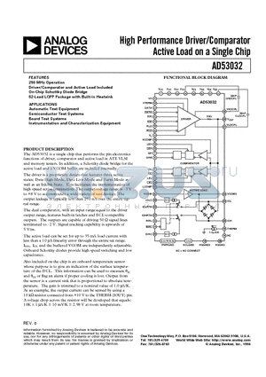 AD53032JSTP datasheet - High Performance Driver/Comparator Active Load on a Single Chip