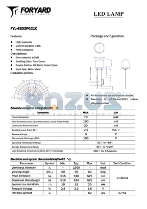 FYL-48D3PGC1C datasheet - LED LAMP