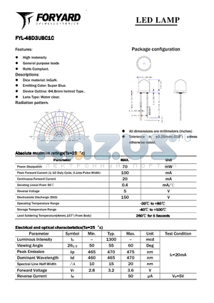 FYL-48D3UBC1C datasheet - LED LAMP