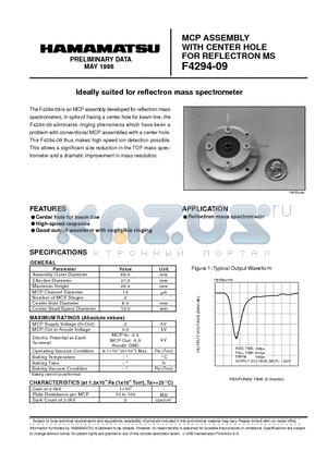 F4294-09 datasheet - MCP ASSEMBLY WITH CENTER HOLE FOR REFLECTRON MS