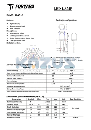 FYL-5013BGC1C datasheet - LED LAMP