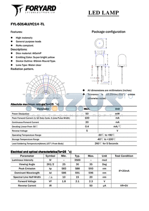 FYL-5014LUYC1H-TL datasheet - LED LAMP