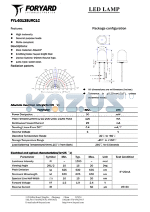 FYL-5013SURC1C datasheet - LED LAMP