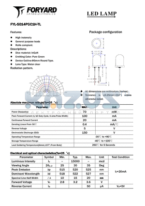 FYL-5014PGC1H-TL datasheet - LED LAMP