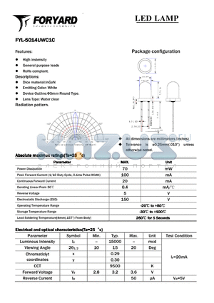 FYL-5014UWC1C datasheet - LED LAMP