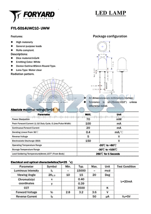 FYL-5014UWC1C-UWW datasheet - LED LAMP