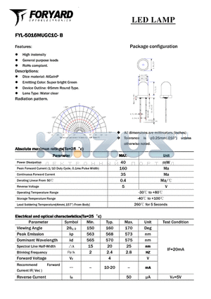 FYL-5016MUGC1C-B datasheet - LED LAMP