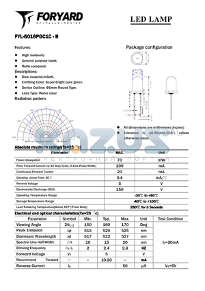 FYL-5016PGC1C-B datasheet - LED LAMP