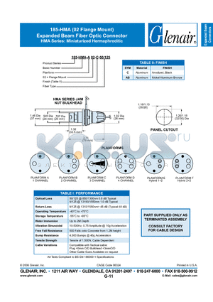 185-HMA-A02-AB-125 datasheet - Expanded Beam Fiber Optic Connector