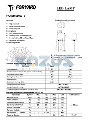 FYL-5016UBC1C-B datasheet - LED LAMP