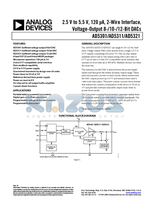 AD5311BRMZ datasheet - 2.5 V to 5.5 V, 120 lA, 2-Wire Interface, Voltage-Output 8-/10-/12-Bit DACs