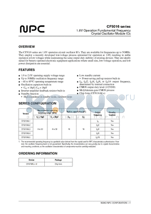 CF5016AL1-2 datasheet - 1.8V Operation Fundamental Frequency Crystal Oscillator Module ICs