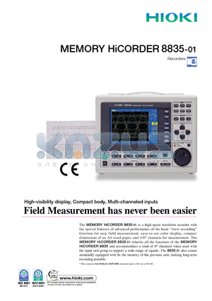 8835-01 datasheet - MEMORY HiCORDER