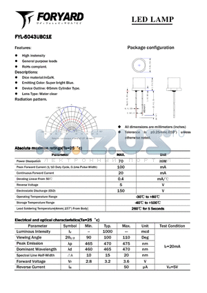 FYL-5043UBC1E datasheet - LED LAMP