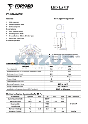 FYL-5044UWC1E datasheet - LED LAMP