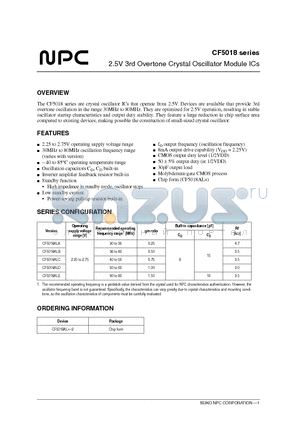 CF5018ALA-2 datasheet - 2.5V 3rd Overtone Crystal Oscillator Module ICs