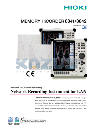 8841 datasheet - MEMORY HiCORDER