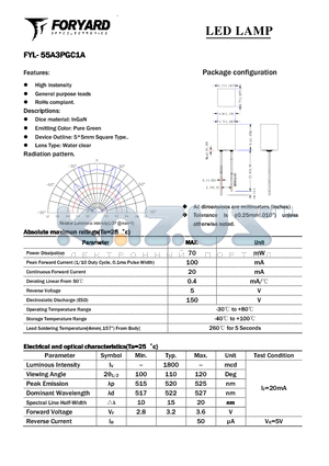 FYL-55A3PGC1A datasheet - LED LAMP