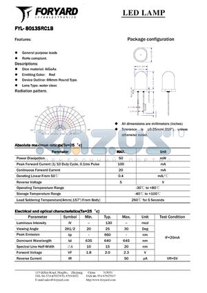 FYL-8013SRC1B datasheet - LED LAMP