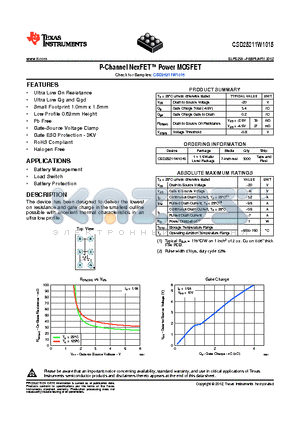 CSD25211W1015 datasheet - P-Channel NexFET Power MOSFET