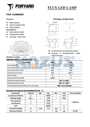 FYLF-1140UW4C datasheet - FLUX LED LAMP