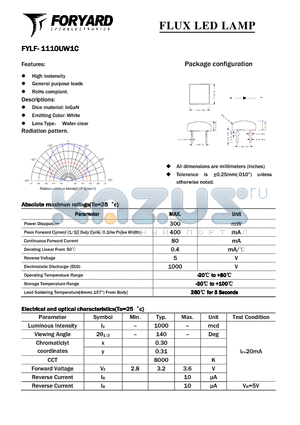 FYLF-1110UW1C datasheet - FLUX LED LAMP