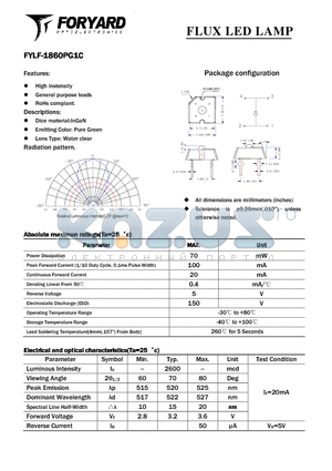 FYLF-1860PG1C datasheet - FLUX LED LAMP