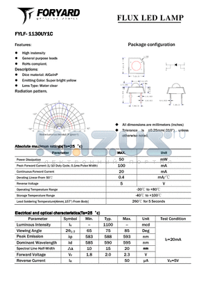 FYLF-1130UY1C datasheet - FLUX LED LAMP