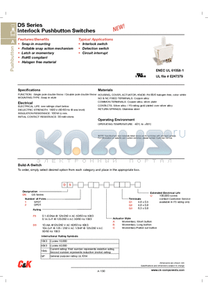 DS1F5AQ1 datasheet - DS Series Interlock Pushbutton Switches