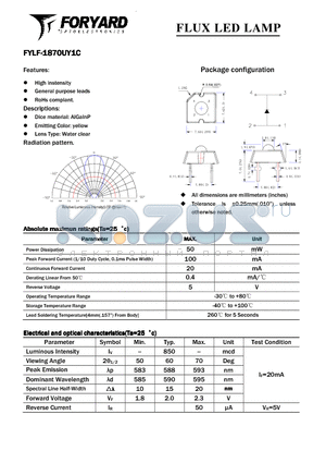 FYLF-1870UY1C datasheet - FLUX LED LAMP