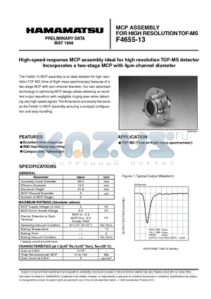 F4655-13 datasheet - MCP ASSEMBLY FOR HIGH RESOLUTION TOF-MS