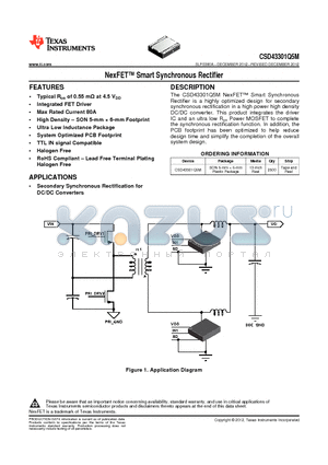 CSD43301Q5M datasheet - NexFET Smart Synchronous Rectifier