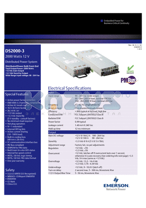 DS2000-3-001 datasheet - 2000 Watts 12 V Distributed Power System