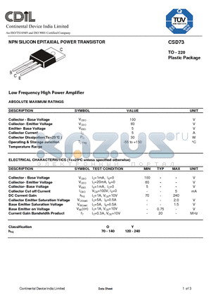 CSD73O datasheet - NPN SILICON EPITAXIAL POWER TRANSISTOR