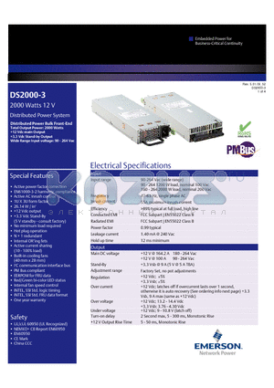 DS2000-3_09 datasheet - 2000 Watts 12 V Distributed Power System